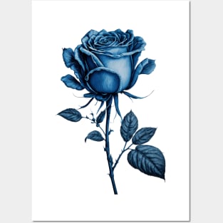 Blue Rose Drawing, Flower Drawing, Gift For Her Posters and Art